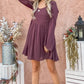 And The Why Back Lace Button Down Detail Bell Sleeve Dress - Farnelli