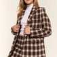 And The Why Full Size Plaid Brushed One Button Blazer - Farnelli