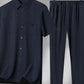 Men's Plus Size Button Up Short Sleeve Shirt and Pants Set - Farnelli