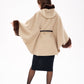 Genuine Mink Fur Double Face Wool Hooded Poncho