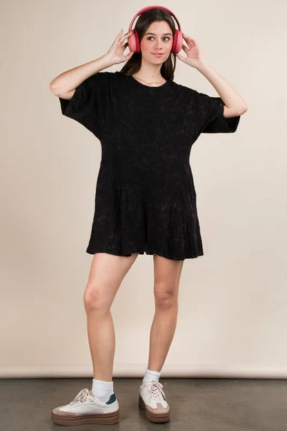 VERY J Mineral Washed Oversized Knit Comfy Romper - Farnelli
