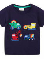 Children's Construction Vehicle Embroidered T-Shirt - Farnelli