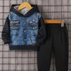 Children's Button Up Hooded Jacket & Pants Set - Blue