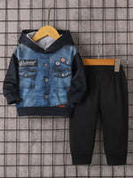Children's Button Up Hooded Jacket & Pants Set - Farnelli