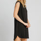 Umgee Round Neck Sleeveless High-Low Curved Hemline Mini Dress - Farnelli