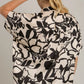 Umgee Full Size Two Tone Print Button Down Top with Hidden Plackets Plus Size - Farnelli