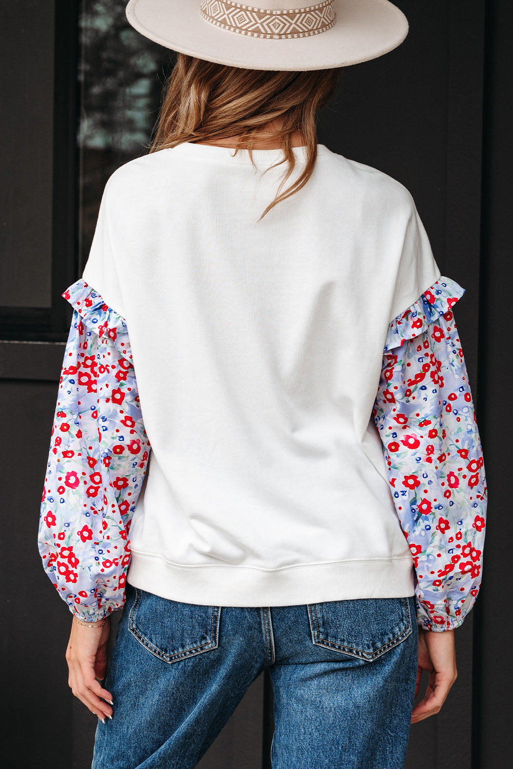 Isabel Floral Ruffled Balloon Sleeve Loose Blouse - Farnelli