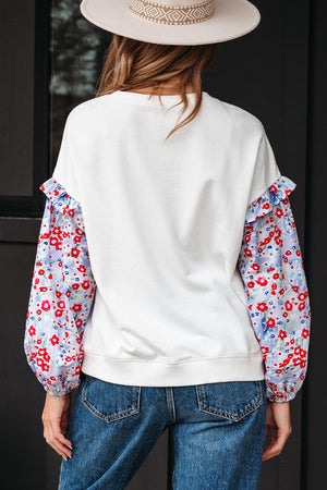 Isabel Floral Ruffled Balloon Sleeve Loose Blouse - Farnelli