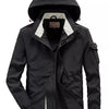 Men's Plus Size Hooded Windproof Outdoor Jacket - Black