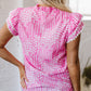 Cynthia Ric Rac Trim Flutter Sleeve Notch V Neck Blouse - Farnelli
