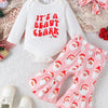 Children's Christmas Print 3 Piece Outfit Set - Pink