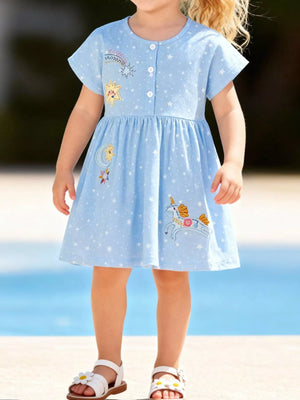 Children's Embroidered Short Sleeve Dress - Farnelli