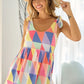 BiBi Multi Color Block Brushed Tied Ribbon Shoulder Top - Farnelli