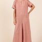 Mittoshop Button Detail Short Sleeve Wide Leg Jumpsuit - Farnelli