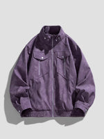 Me's Plus Size Zip Up Casual Jacket - Farnelli