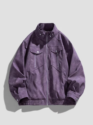 Me's Plus Size Zip Up Casual Jacket - Farnelli