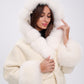 Pre-Order. Re-Stock Ships September 2026. Genuine Polar Fox Fur Wool Hooded Coat