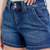 Judy Blue Full Size Double Button Waistband Denim Shorts Plus Size - Dark