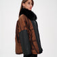 Sienna Genuine Lamb Leather Polar Fox Fur Trim Jacket in Umber