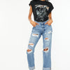 Kancan Mid Rise Distressed Boyfriend Fit Jeans - MEDIUM
