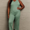 HEYSON Don't Get It Twisted Full Size Rib Knit Jumpsuit - Sage