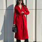 Alaska Outerwear Company Astoria red classic wraparound wool blend overcoat with full-length sleeves