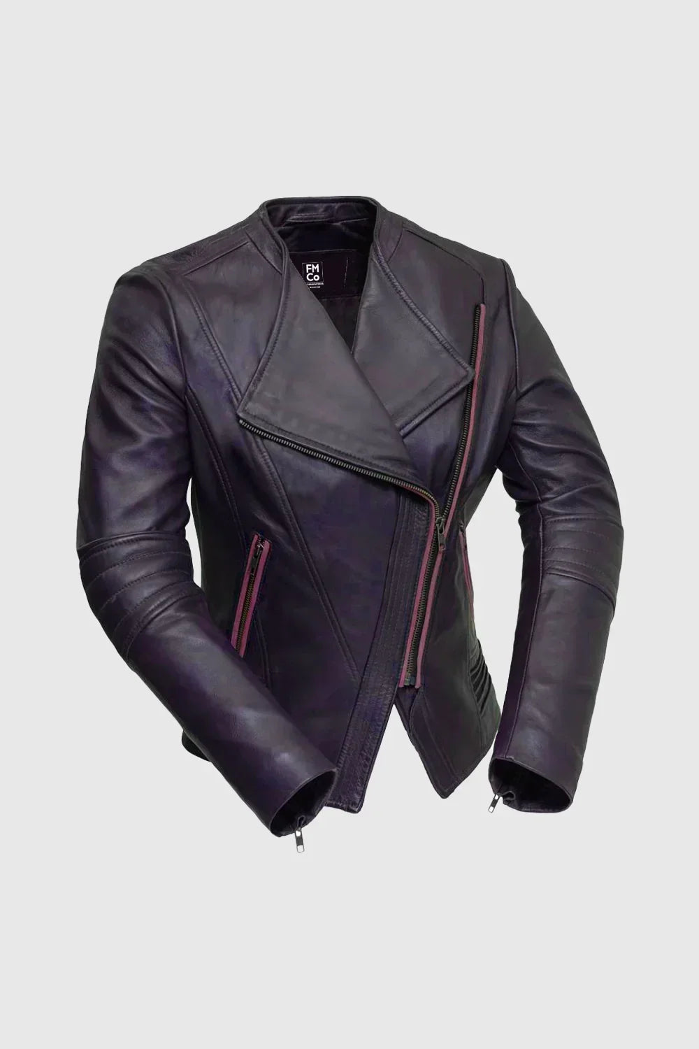 Whet Blu NYC Trish women's lambskin leather jacket in black with zip front and tailored fit