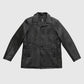 Whet Blu NYC Strata men's leather car coat in black, front view with button closure and side pockets