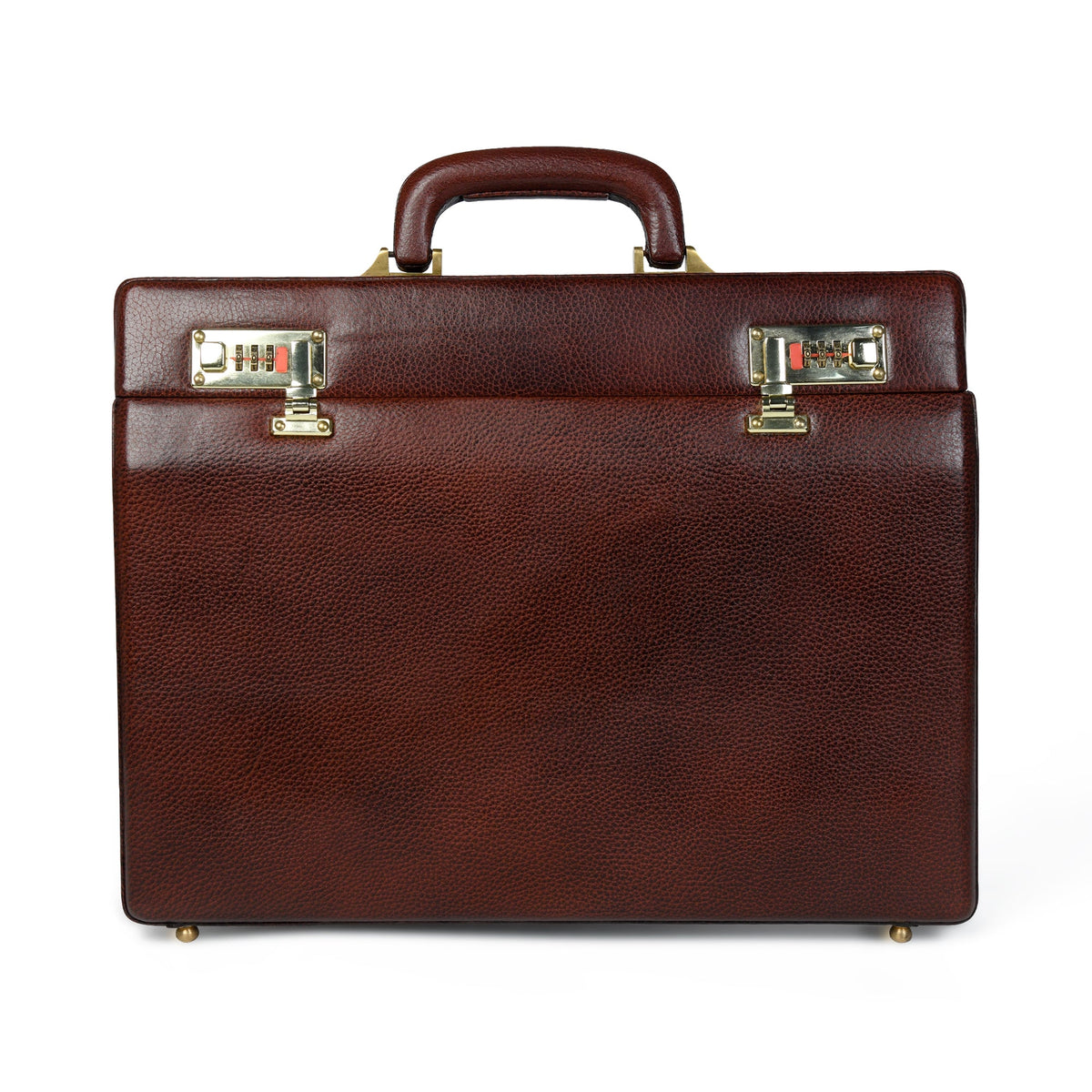 Rich brown leather briefcase from Classy Leather Bags, featuring a professional office suitcase design with sturdy handle and sleek finish.