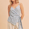 Aemi + Co Ditsy Floral Surplice Adjustable Straps Cami - Light Blue
