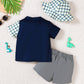 Children's Hat Dinosaur Plaid Button Up Top and Shorts 3-Piece Set - Farnelli