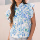 Tiana Floral Ruffle Sleeve Button Up - Farnelli