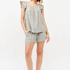 And The Why Plaid Print Smocked Detail Casual Shorts - BLUE