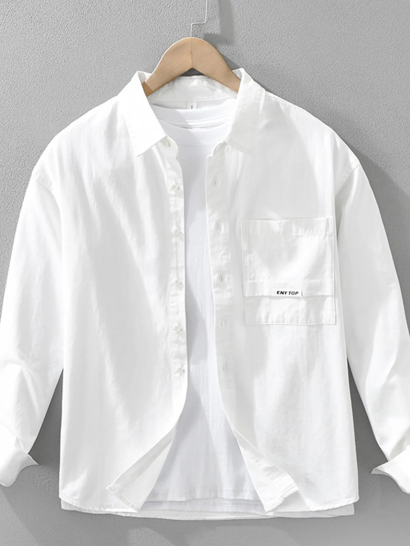 Men's Plus Size Casual Solid Color Long Sleeve Shirt - Farnelli
