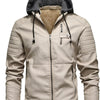 Men's Plus Size Hooded Zip Up Winter Jacket - White