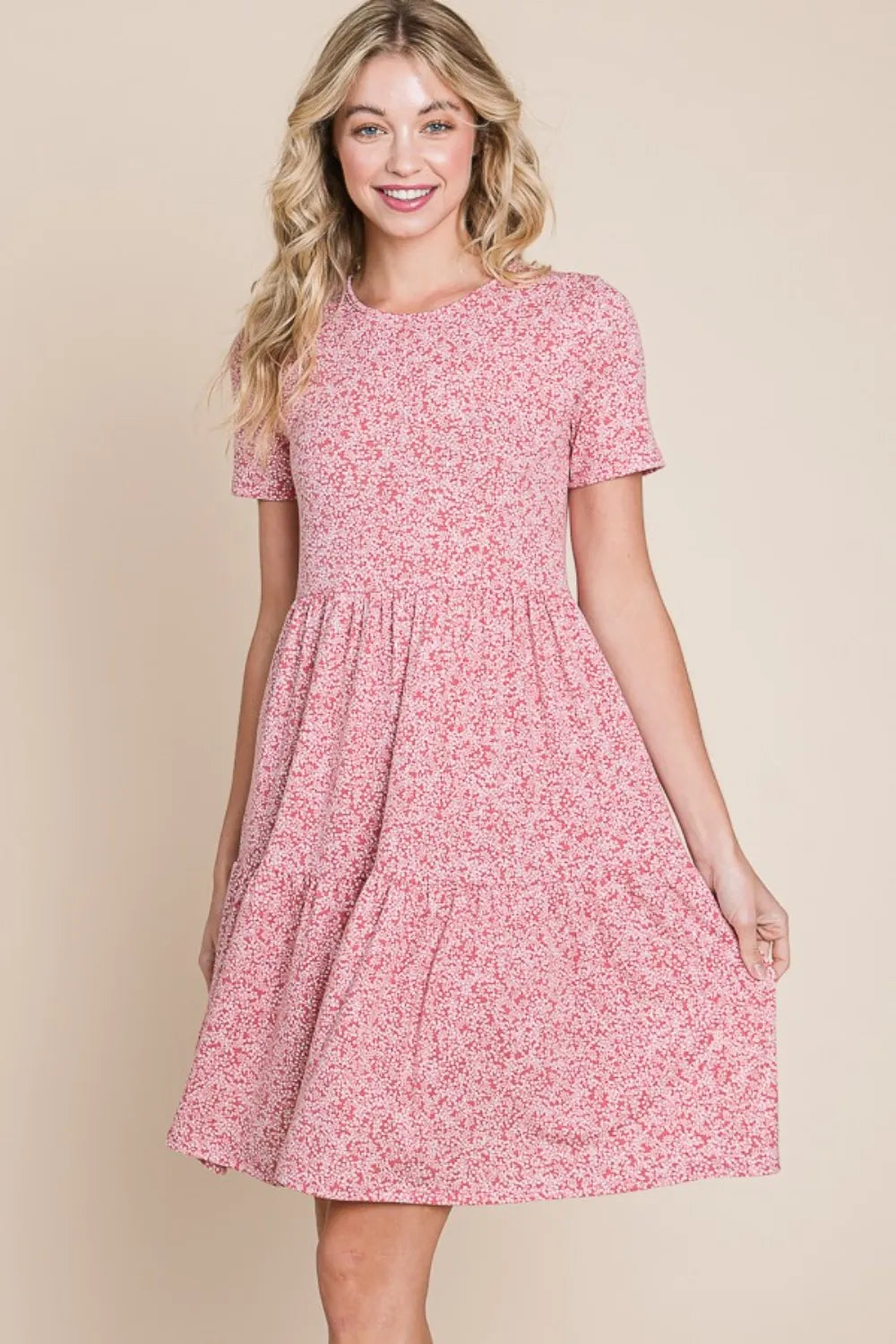 BOMBOM Printed Short Sleeve Mini Dress - Farnelli