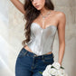 Faux Leather Silver Sweetheart Corset