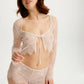 Sheer Eyelash Lace Crop Top Blush Serene Bisque