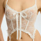 Blush Belle Cream Sheer Lacy Corset & Garter Straps