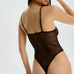 Blush The Mesh Black Sheer Mesh Stretch Bodysuit