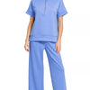 Zenana Scuba High Neck Half Zip Top & Pants Set - CORNFLOWER BLUE