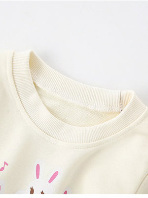 Children's Cute Rabbit Piano Crew Neck Sweatshirt - Farnelli