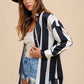 Annie Wear Striped Dropped Shoulder Button Up Shirt - Farnelli