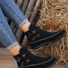 Round Toe Western Ankle Boots - Black