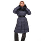 Cyrus Genuine Fur Trim Down Fill Coat in Navy