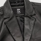 Whet Blu NYC men's Marco New Zealand lambskin blazer in black leather with notched lapels