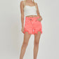 RISEN Raw Hem Asymmetrical Waist Denim Shorts - Farnelli