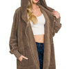 Zenana Hooded Faux Fur Jacket with Pockets - MOCHA