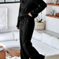 Collared Sweatshirt and High Waist Pants Active Set - Farnelli