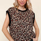 Haptics Leopard Print Dolman Cap Sleeve Knit Top - Farnelli
